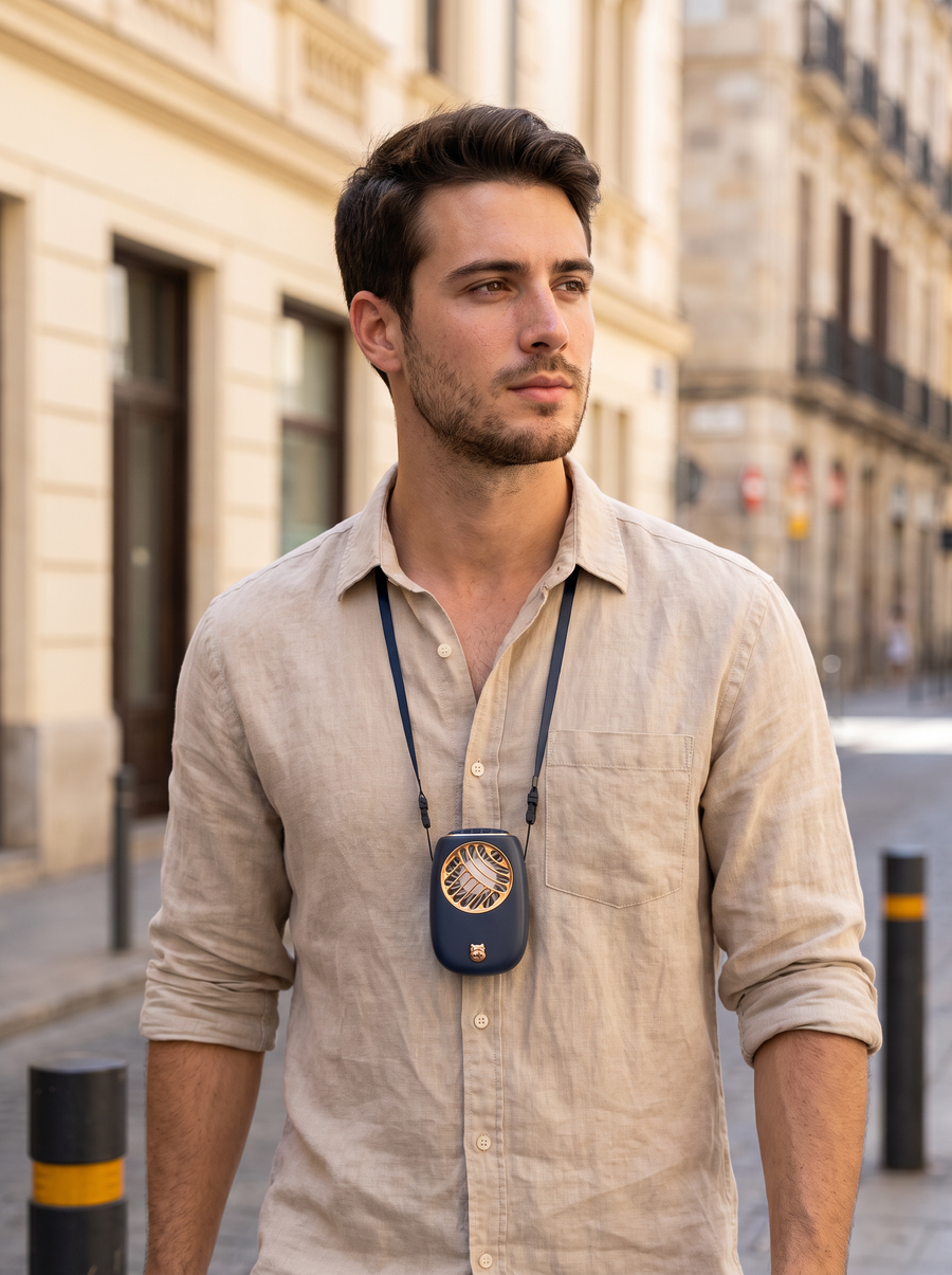 Neck fan in the city